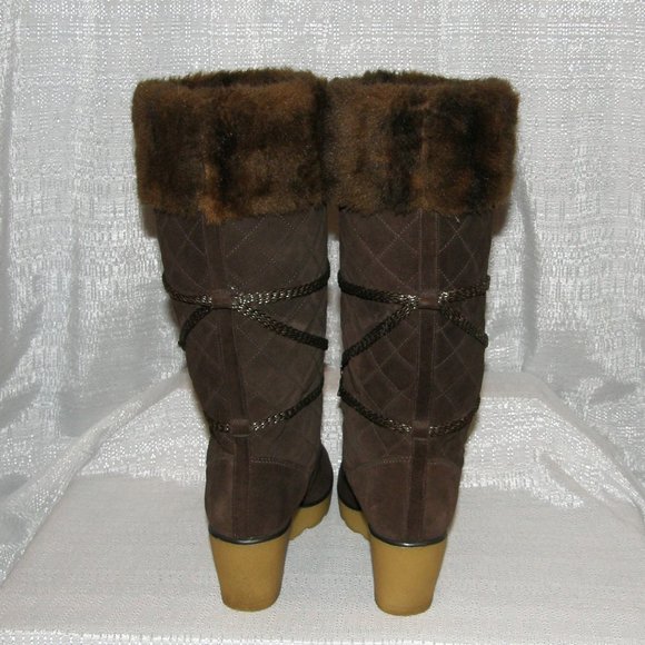 COPY - Gorgeous Authentic MARC JACOBS Brown Quilted Suede Fur Boots sz 6.5 (37) - Picture 3 of 7